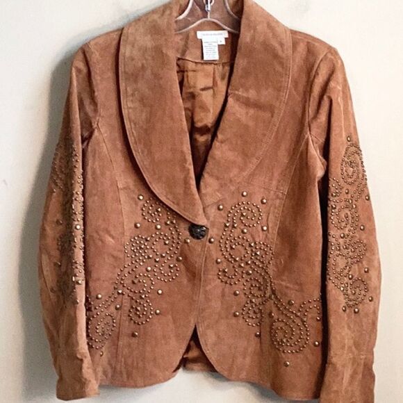 Boston Proper Leather Studded Jacket 6 - Picture 1 of 5